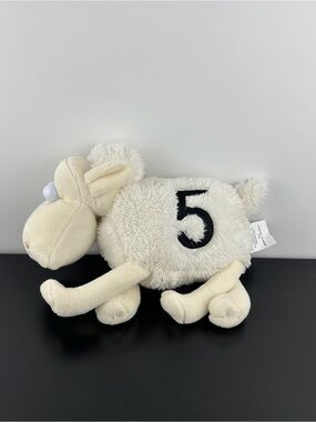 Serta Counting Sheep #5 Lamb 8” White Cream Plush Stuffed Animal Number 5